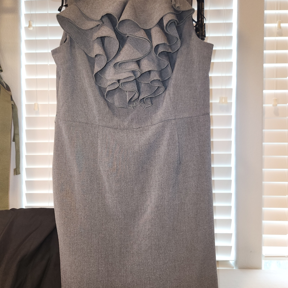 Soho Apparel Gray Ruffle Midi Dress